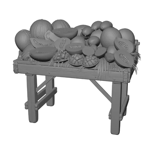 3D model for Bounty on a Rustic Wooden Table