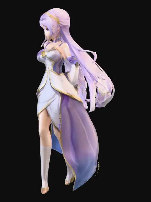 3D model for basic human, high quality, woman, cute, pretty, glammer, game character