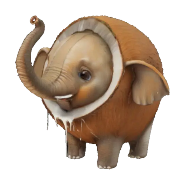 Coconut Elephant Adventure - Italianbrainrot 3D model, vytvořený pomocí AI