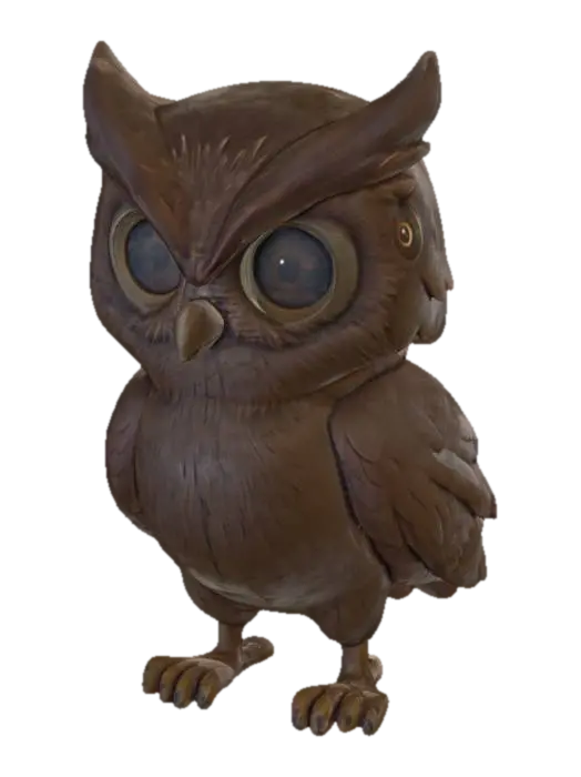 Wise Owl 3D model, vytvořený pomocí AI
