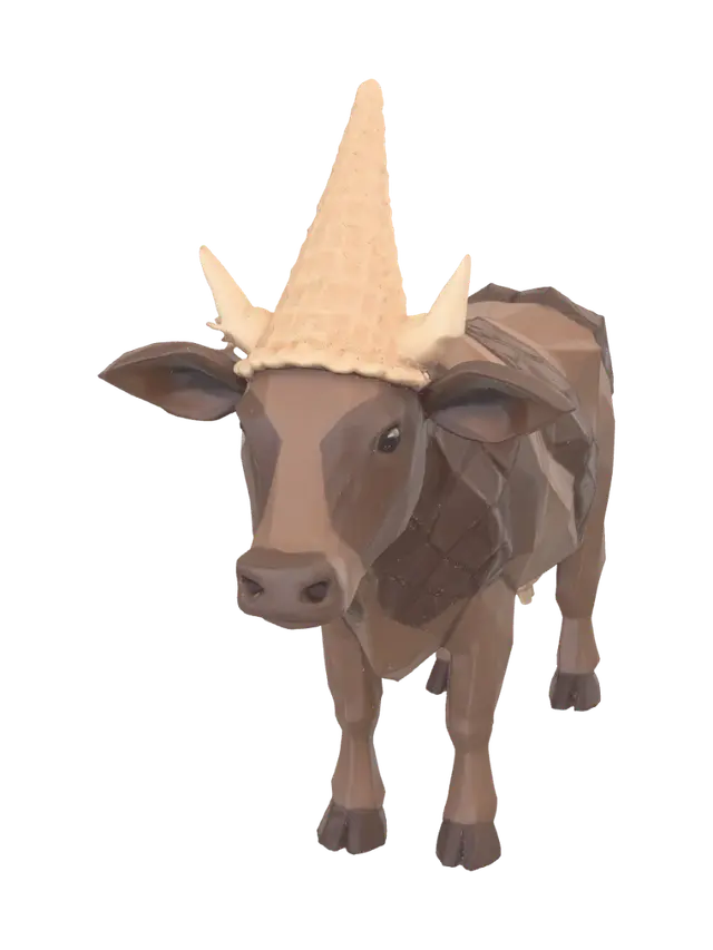 Chocolate Cone Cow 3D model, vytvořený pomocí AI