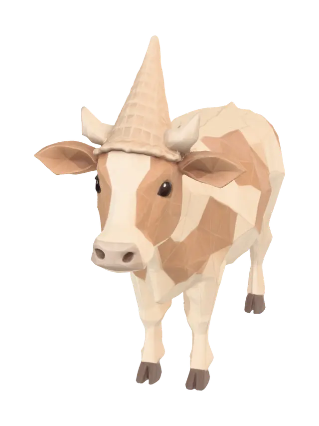 Wafflecorn Cow 3D model, vytvořený pomocí AI