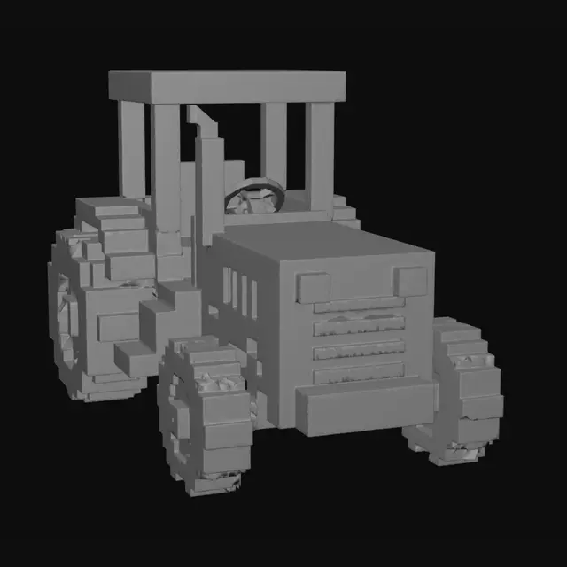 3D model for Voxel Green Tractor on a Farm