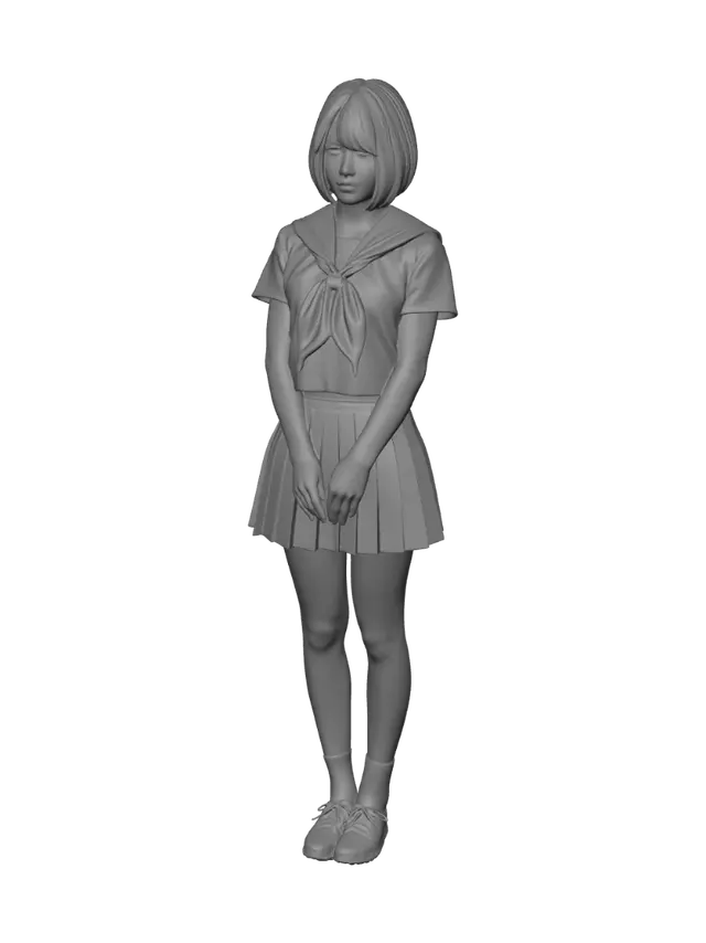 3D model for Schoolgirl in Sailor Uniform