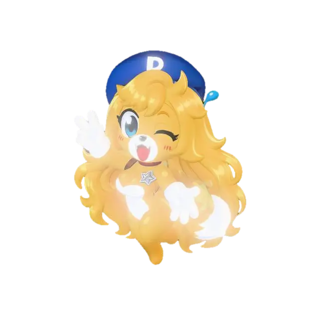 Daisy the Golden Diva 3D model, vytvořený pomocí AI