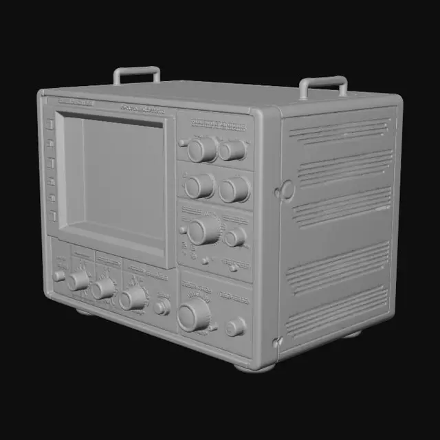 3D model for a hyper realistic retro soviet era spectral analyzer, oscilloscope, lab equipment module with retro crt screen