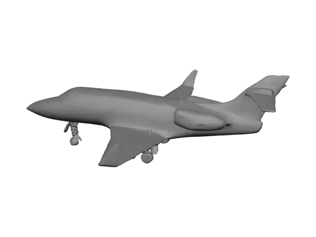 3D model for A sleek, silver private jet, fully closed in flight, Low polygons