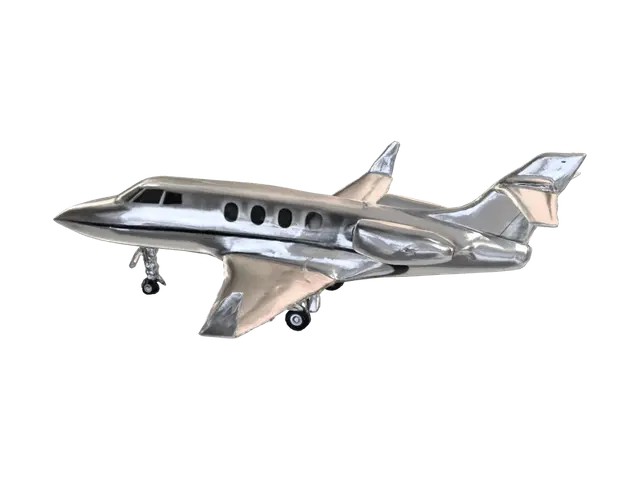 3D model for A sleek, silver private jet, fully closed in flight, Low polygons