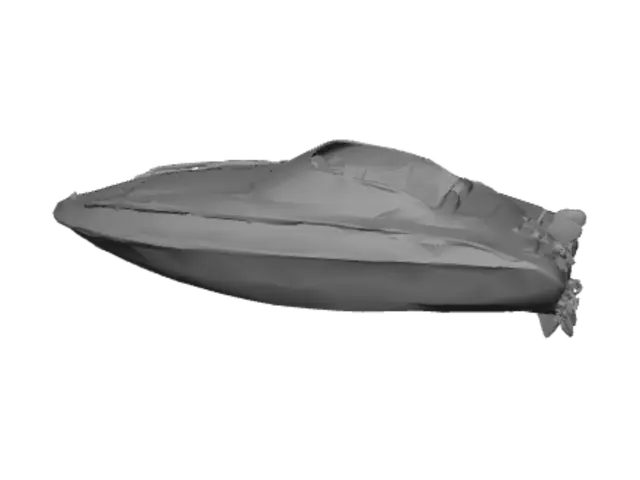 3D model for motoscafo sportivo, bianco con le rifiniture blu