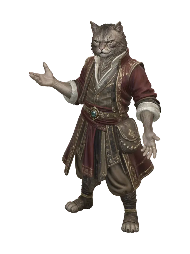 Khajiit Trader 3D model, vytvořený pomocí AI