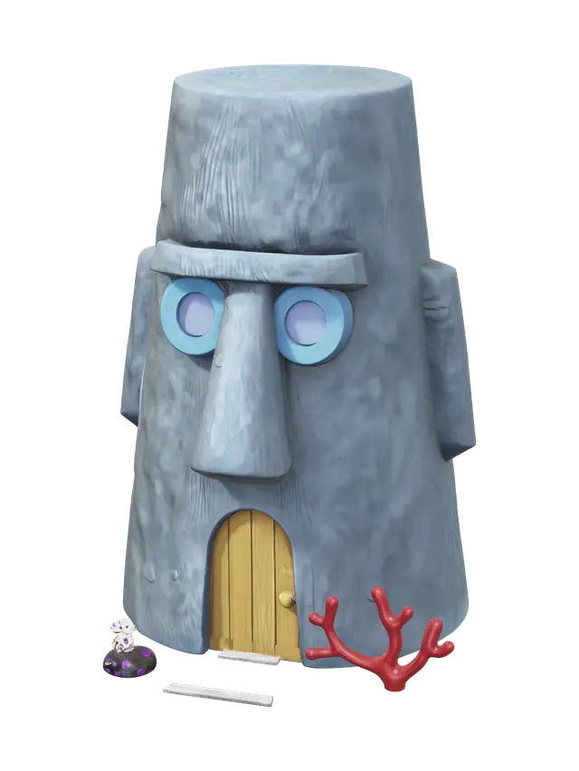 Realistic Squidward House 3D model, vytvořený pomocí AI