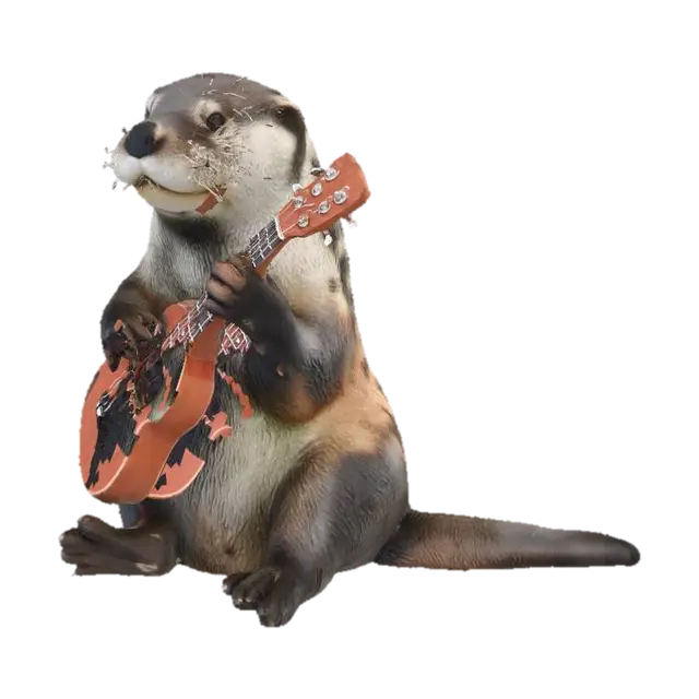 Musical Otter Serenade 3D model, vytvořený pomocí AI