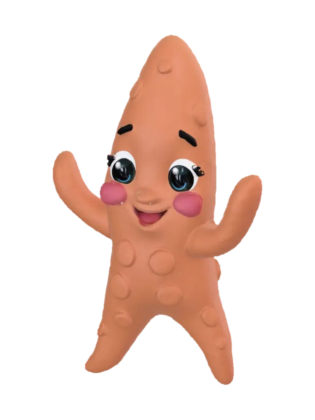 Modello 3D Create a charming animated starfish character with a friendly smiling face, large… - Rosycheeks, generato dall’IA