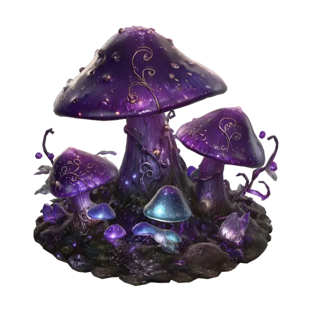 Luminescent Velvet Mushrooms - Softlight 3D model, vytvořený pomocí AI
