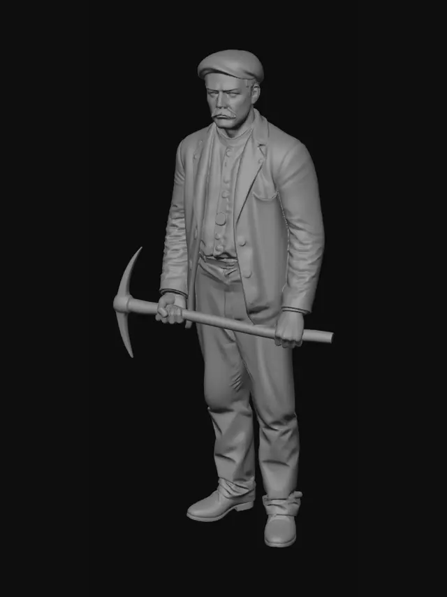 3D model for Blue-Tinted Laborer Portrait