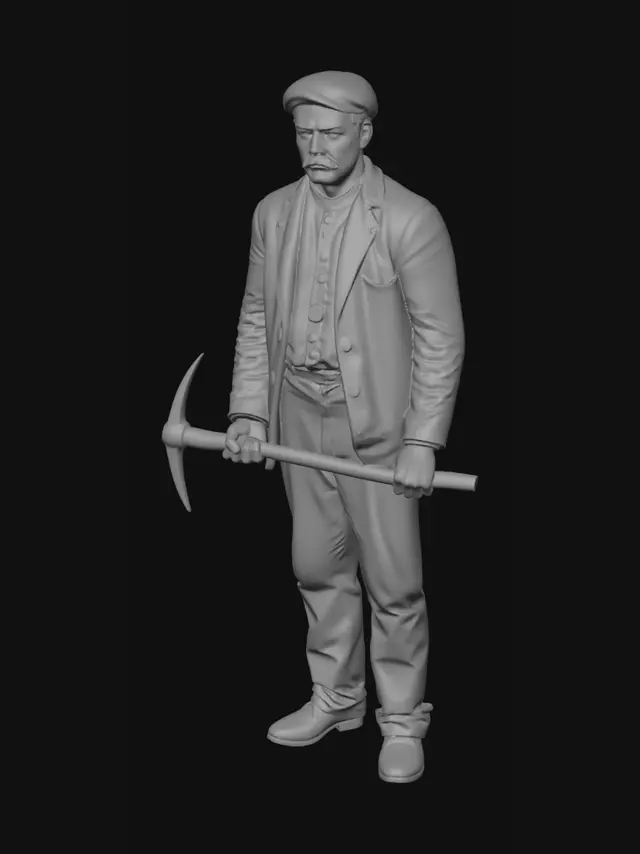 3D model for Blue-Tinted Laborer Portrait