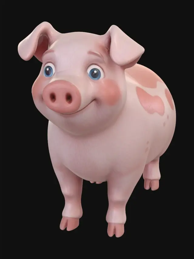 3D model for Cheerful Pink Pig
