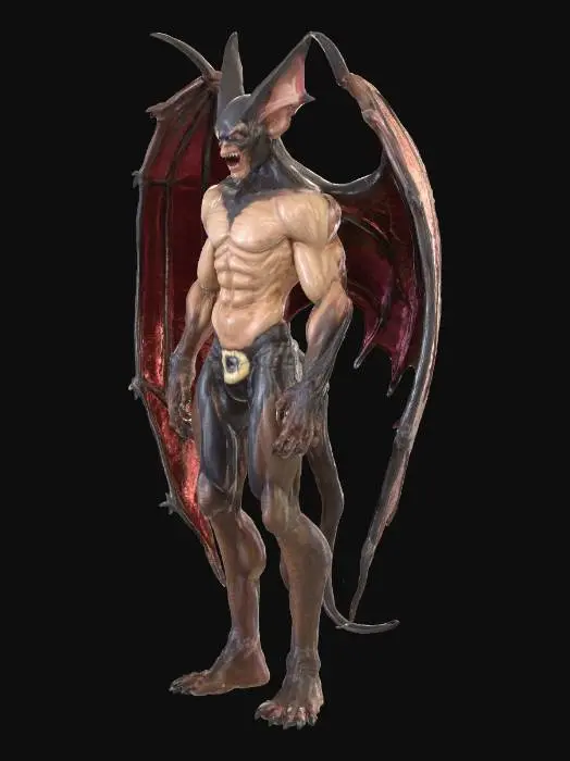 3D model for half man half bat monster
