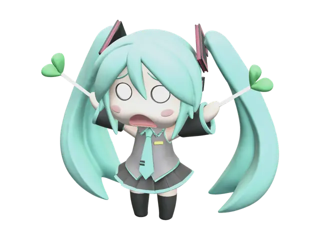 Miku Chibi - Popart 3D model, vytvořený pomocí AI