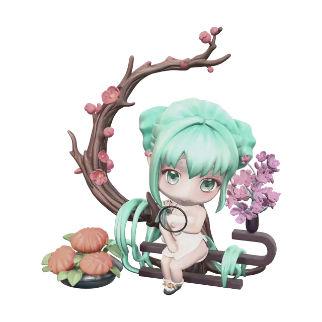 Realistic Miku Chibi - Vocaloid 3D model, AI generated