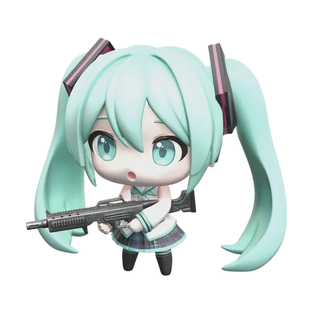 Fantasy Miku Chibi - Vocaloid 3D model, AI generated
