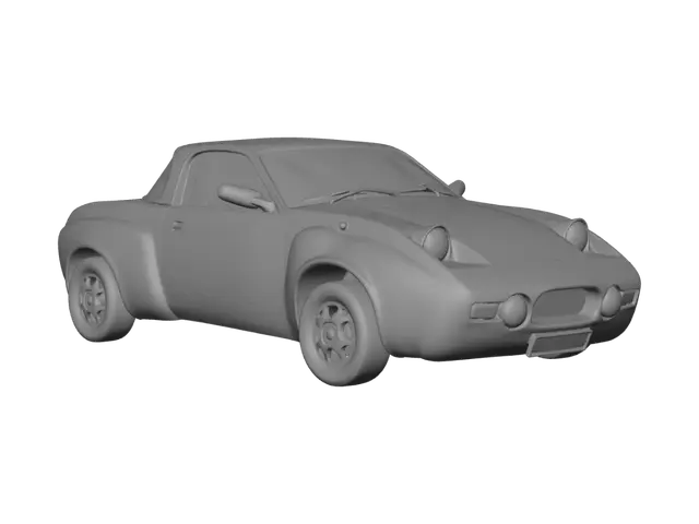 3D model for Blue Classic Sports Car in the Driveway
