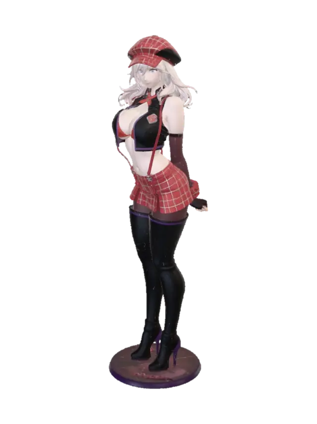 Crimson Plaid by the Sea - Seaside 3D model, vytvořený pomocí AI