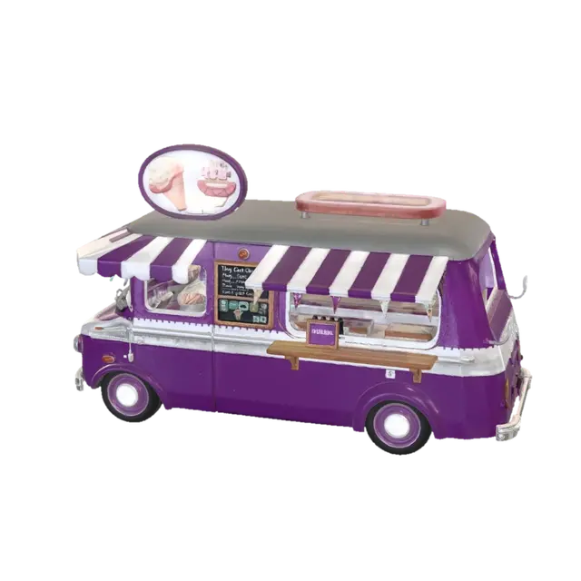A cute vintage food truck, purple and white color scheme, worn and weathered paint,… - Flags 3D-model, gegenereerd door AI