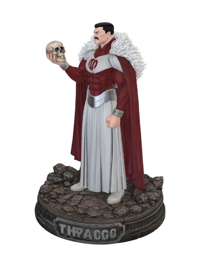 Thragg - Supervillain 3D model, vytvořený pomocí AI