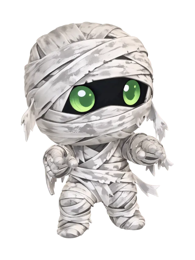 Chibi Mummy - Wrapped 3D model, vytvořený pomocí AI