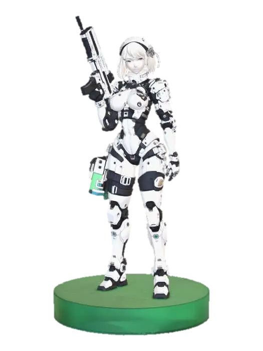 Elara Voss - Protagonist 3D model, vytvořený pomocí AI