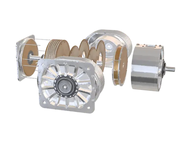 3D model for Exploded view of an electric motor assembly
