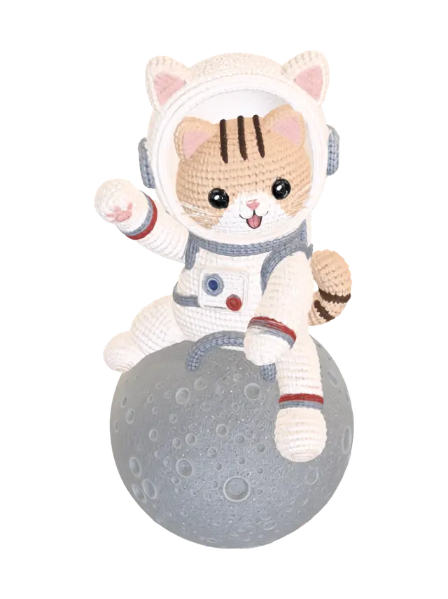 КосмоКот - Amigurumi 3D model, vytvořený pomocí AI