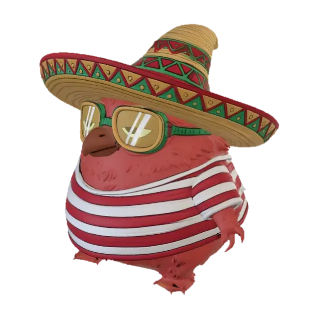 Sombrero Squat Critter 3D model, vytvořený pomocí AI
