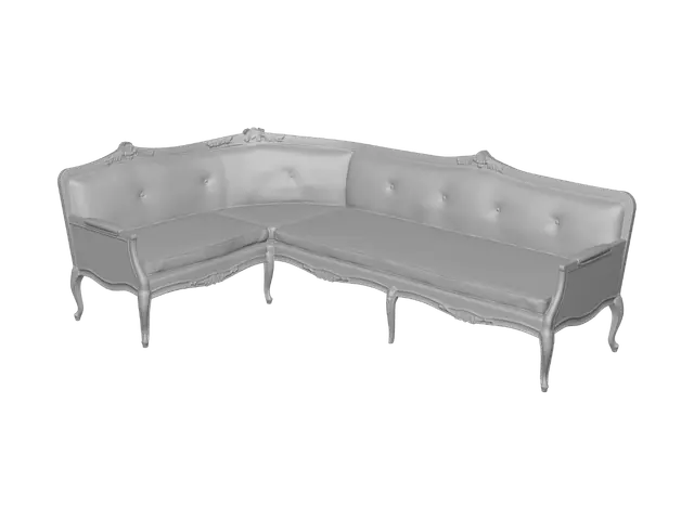 3D model for L-shaped curved-edge swimming pool plan