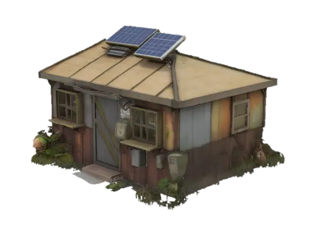 A sci-fi shed but with a post apocalyptic zombie survival twist. Make a shed that… 3D model, vytvořený pomocí AI