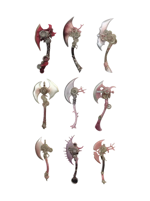 Cogwork Coral Axes 3D model, vytvořený pomocí AI