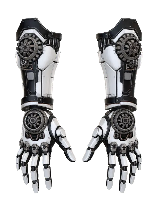 Twin Cybernetic Gauntlets - Glove 3D model, vytvořený pomocí AI