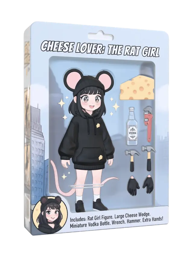 Moussy Ratoznovinich action figure - Rat 3D model, vytvořený pomocí AI