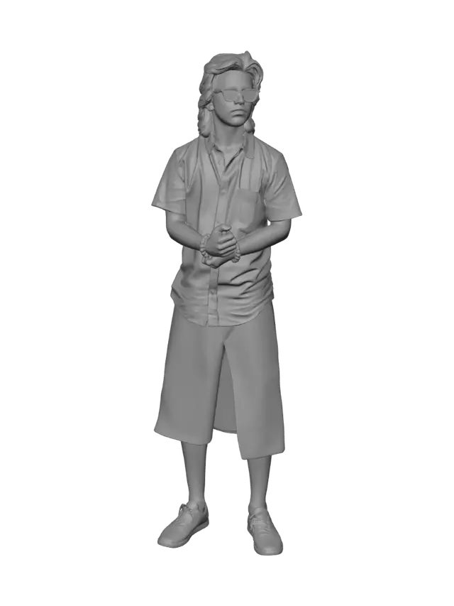 3D model for Casual Blue Shirt with Patterned Wrap