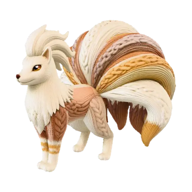 3D model for create a model of the pokemon ninetails that is in the same knitted pattern as the pokemon in the attached image