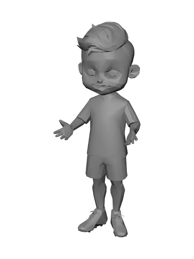 3D model for 주먹을 쥐고 있는 귀여운 축구선수 캐릭터.