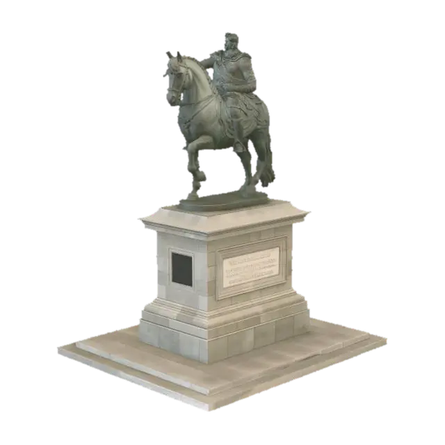 Equestrian Statue - Plaza 3D model, vytvořený pomocí AI