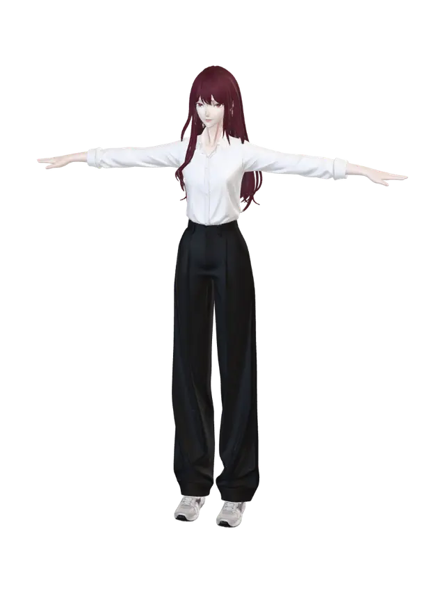 3D model for Red-Haired Woman in a T-Pose
