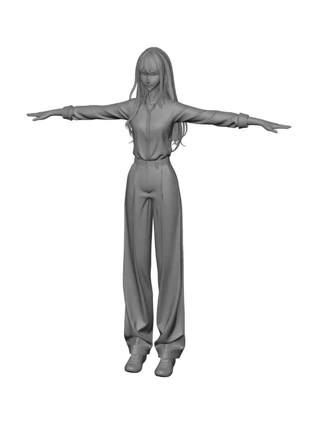 3D model for Red-Haired Woman in a T-Pose