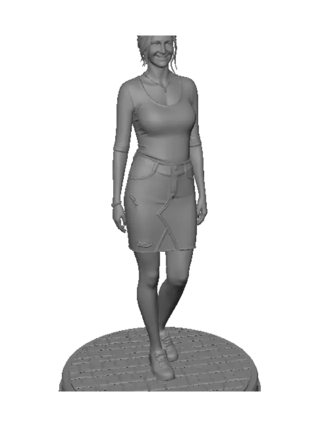 3D model for Casual Olive-Top Denim Skirt Figure