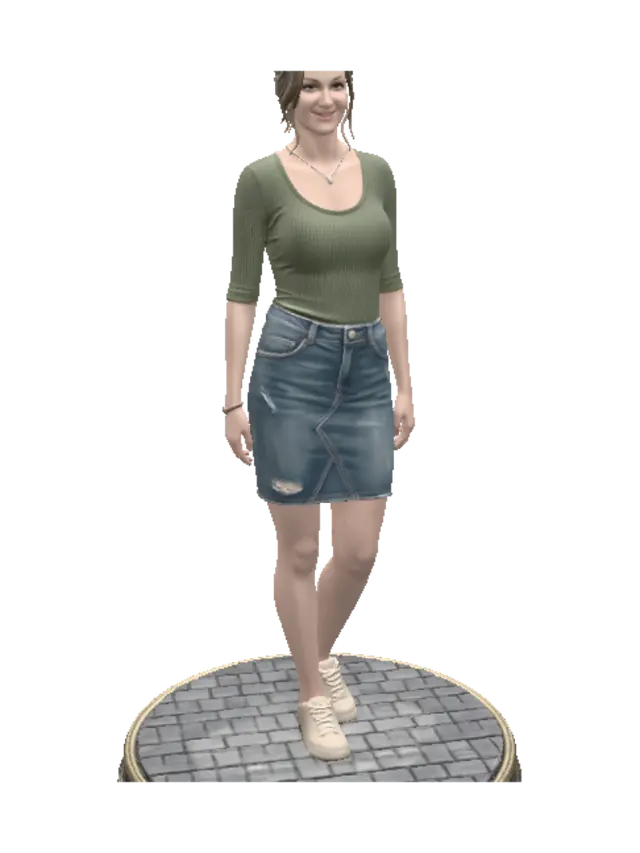 3D model for Casual Olive-Top Denim Skirt Figure