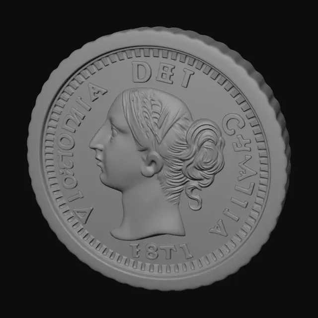 3D model for 1871 Gold Coin
