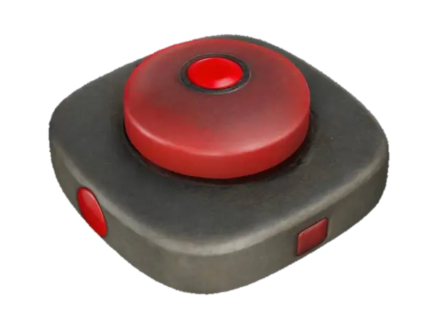a small round red button designed to be on the ground with a square base 的 AI 生成 3D 模型
