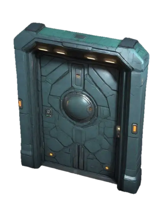 Simple low poly sci-fi door - Gameasset 3D model, AI generated